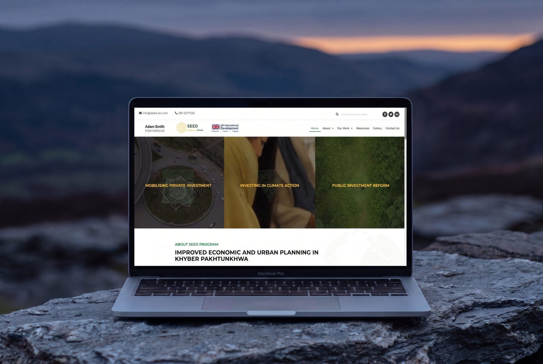 The SEED programme homepage open on a laptop.